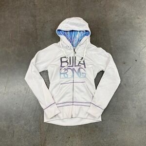 Billabong White Full Zip Hoodie Mens XL Surf Skate Graphic
